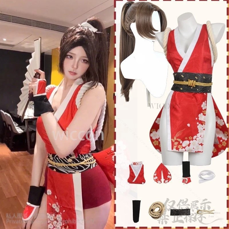 Anime Comic Mortal Kombat Cos Mai Shiranui traje Sexy Macacão Fantasia Lutadores para meninas mulher festa de Halloween personalizado