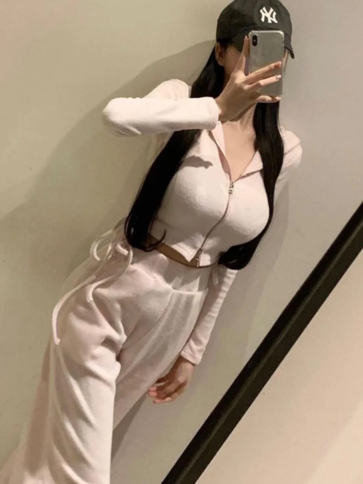 

51STUDIO LJ165 Women's Casual Hooded Jacket Drawstring Pants Set Stylish Body Shape Highlighting Feminine Touch Two-Piece Suit