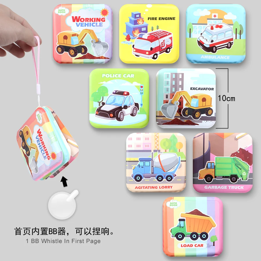 Baby Mini Bath Book Intelligence Development EVA Floating Cognize Book Squeeze-Sounding Dabbling Toy with BB whistle Bathing Toy