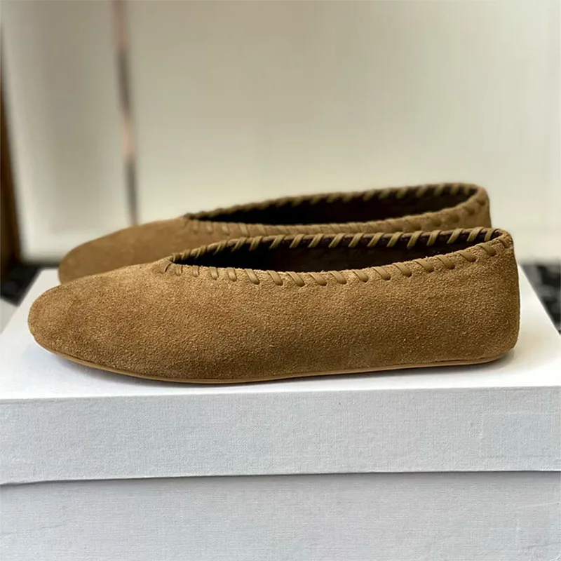 

Suede Leather Sewing Women's Shoes Spring Autumn Casual Flat Shoes Comfort Loafers Woman Outdoor Walking Shoes Lazy Mules
