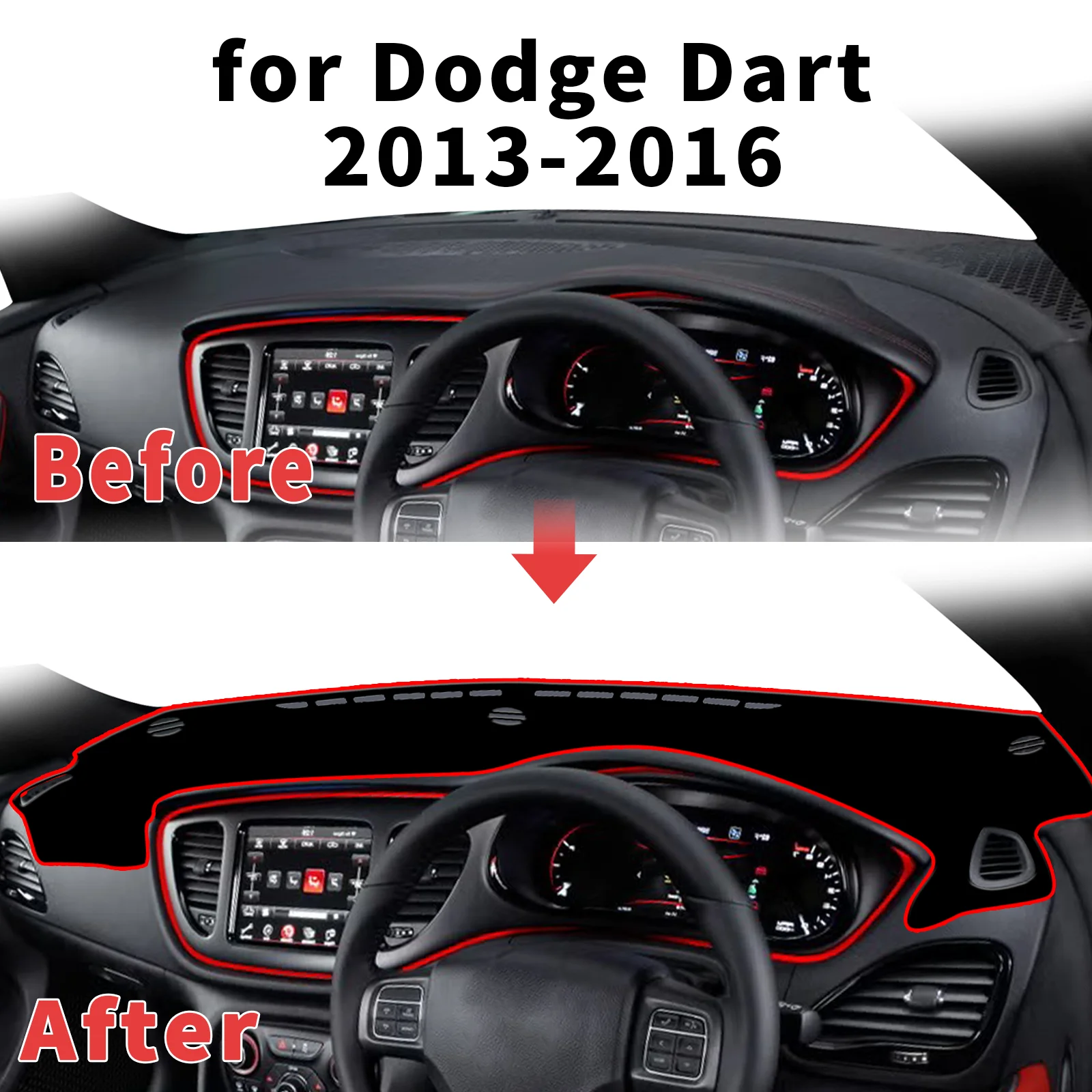 

fit for Dodge Dart 2013-2016 Dashboard Cover Sun Shade Protector Dashmat Anti-Glare UV Block Carpet Mat Automotive Dash Mat