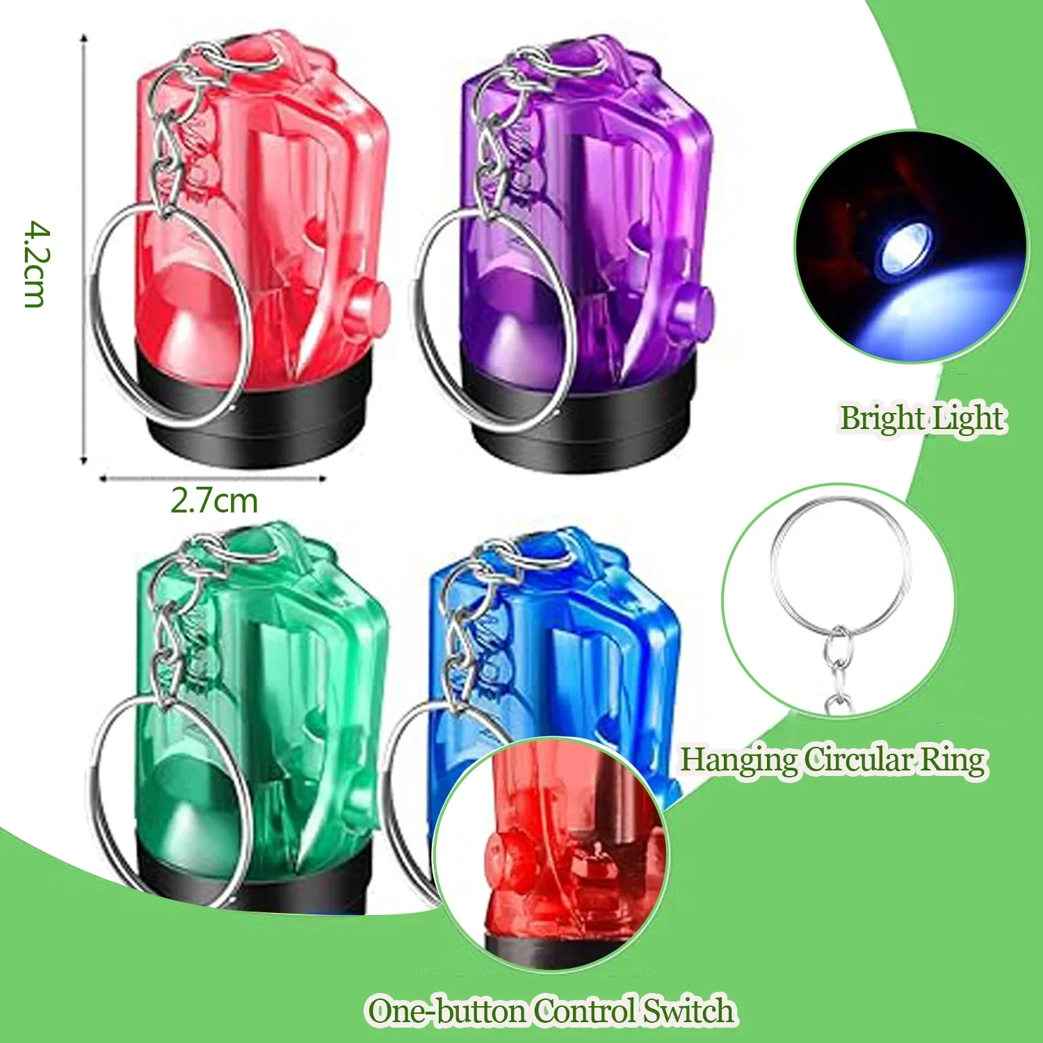 Portable mini keychain LED flashlight keychain glow-in-the-dark small miner light bag decorative pendant self-defense light