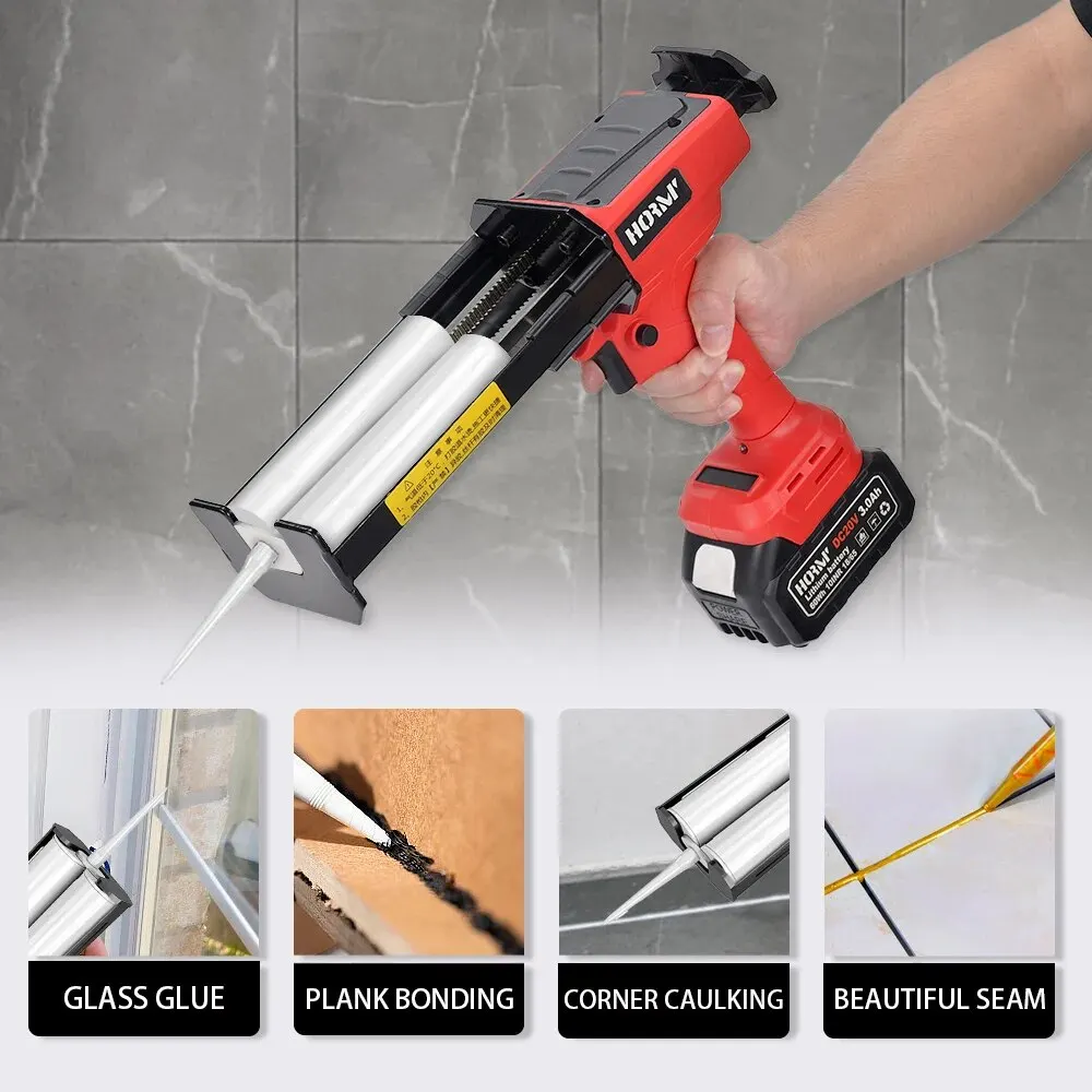 Cordless Electric Caulk Gun Dual Tubes Epoxy High Thrust Epoxy Polyurea Sealant Adhesive Tile Grout Tool For Makita 18V Battery