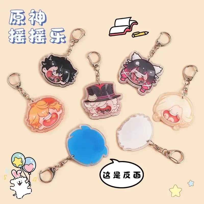 Damselette Hot Fatui Harbingers Doctor Scaramouche Decor Keychain 4Pcs Mini Acrylic Material Shake Move Toy For Bag Pendant Gift