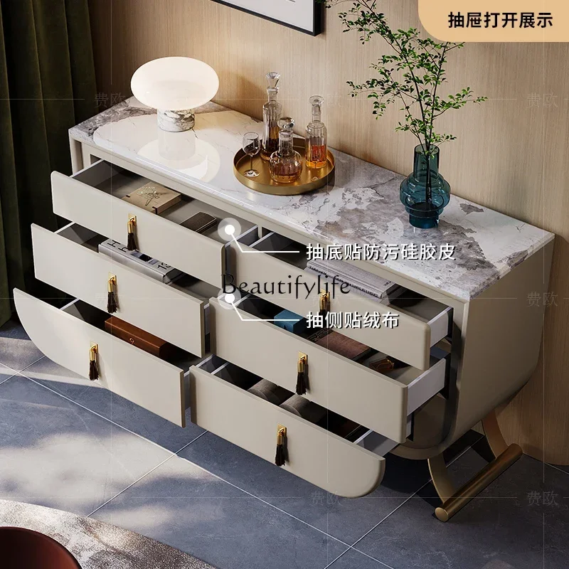 

yj5 Italian custom high-end villa large flat-floor bedroom TV cabinet bedside storage entrance cabinet