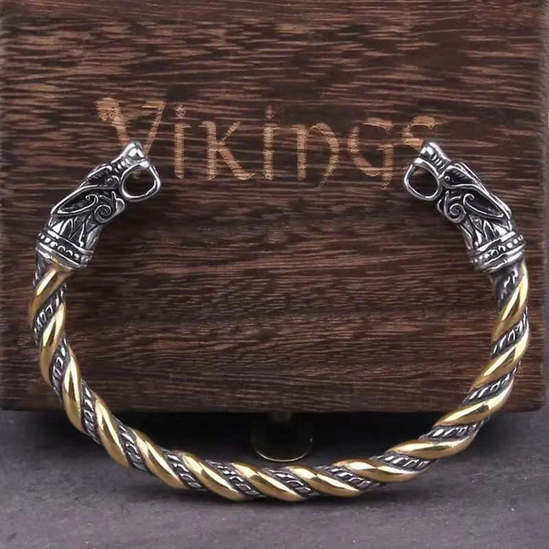 Domineering Wolf Head Open-Ended Bracelet for Men Women Personality Charm  Bangles Jewelry