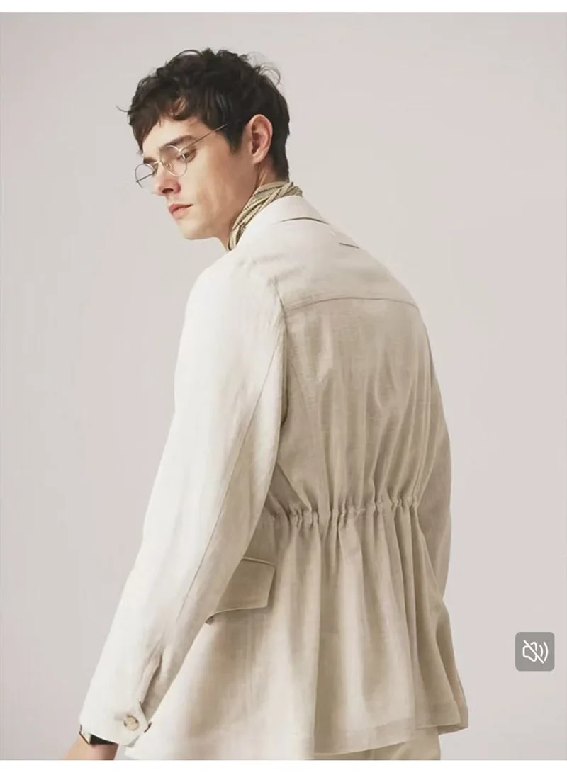 Fengbaoyu Natural Linen Men's Coat American Casual Shirt Retro Style Comfortable Men's Clothing Spring-Autumn view 2