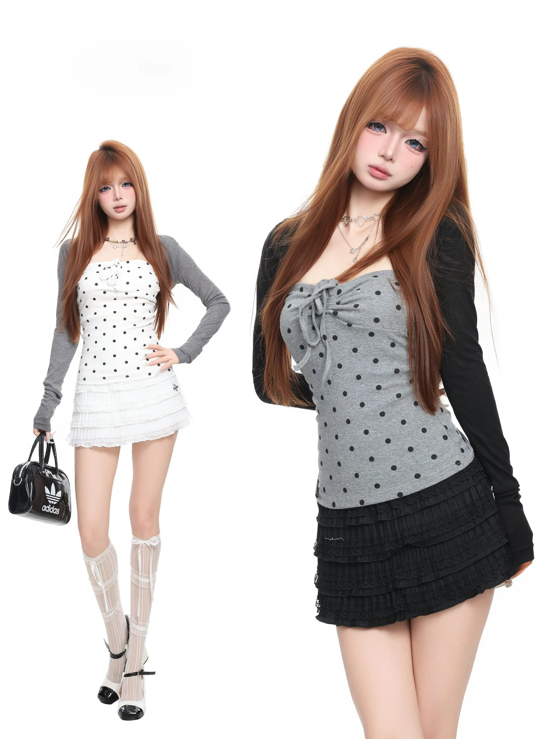 BASTERDS Pure Desire Spill over Tube Top Vest Open Cardigan Two Piece Set Women Sexy Slim Fit Top Cotton High Stretch Print