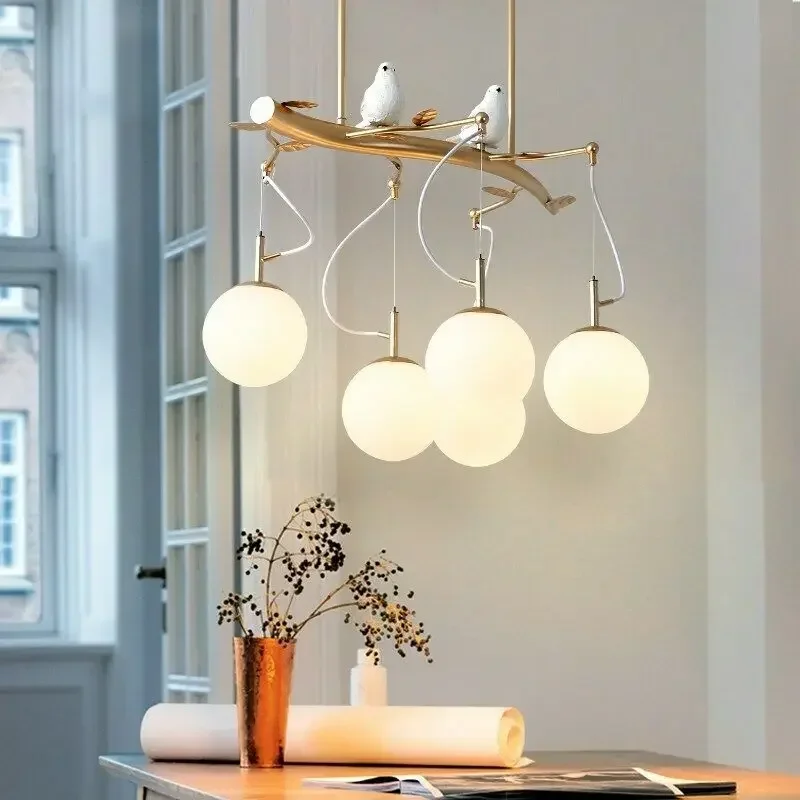 

modern glass Birds pendant Lights hanging lamp for Restaurant kitchen shop White Glass Globe Pendant Light 110v 220v