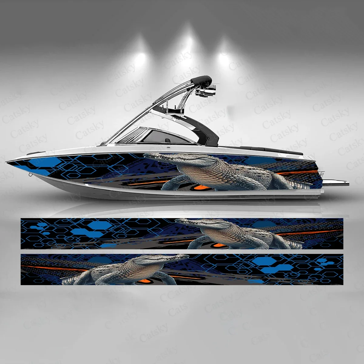 Crocodile Colorful Boat Sticker Fashion Custom Fish Boat-Sticker Vinyl Waterproof Boat Wrap Graphic Boat Wrap Decal