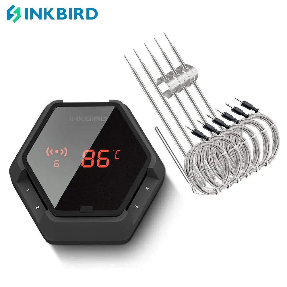 

INKBIRD IBT-6XS Outdoor Meat Thermometer with 4/6 Probes 150ft Bluetooth Digital Food Thermometer for Kitchen Cooking BBQ Oven