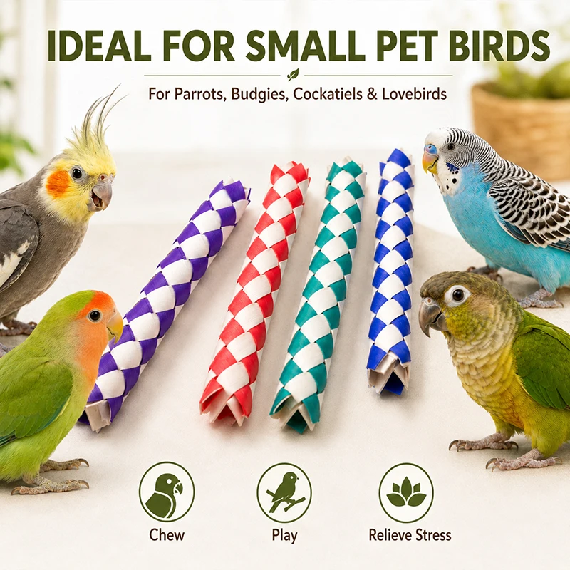 Juguetes de masticar de bambú para loros, periquitos y cacatúas activos - imagen 4