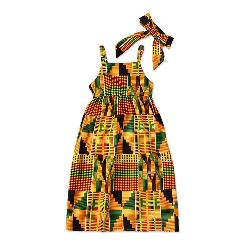Zomer Afrikaanse Kanga-kleding voor kinderen Meisjes Boheemse stijl Strandfeest Vakantie Afrikaanse kleding Vakantiekostuum