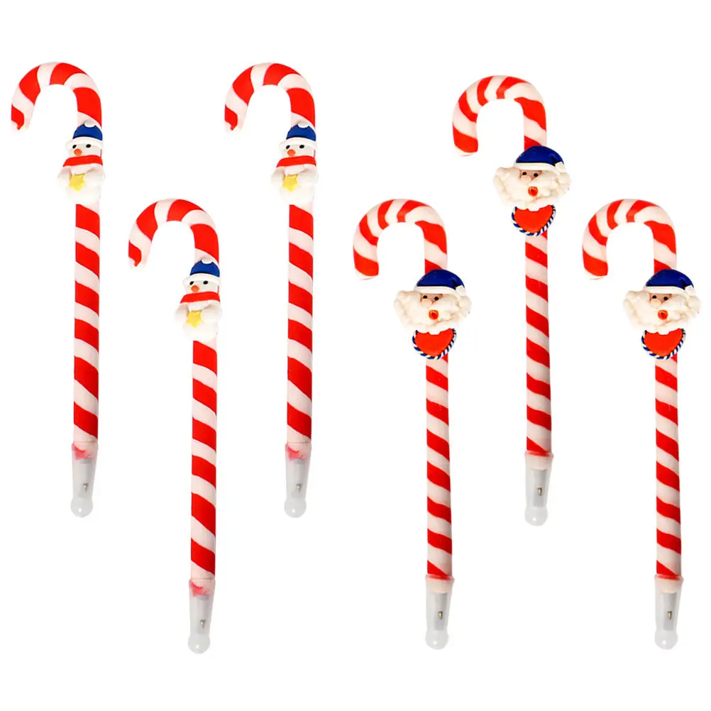

6Pcs Soft Clay Ball Pen Christmas Style Santa Claus Snowman Elk Pattern School Supplies Kids Gift Holiday Smooth Writing