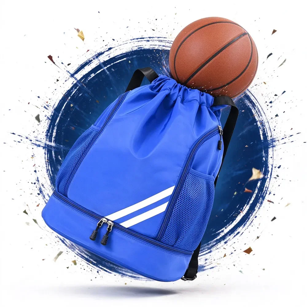 Outdoor Drawstring Workout Backpack, Sport Sackpack with Double Zipper Design, Suitable for Basketball, Football, Cycling,Hiking