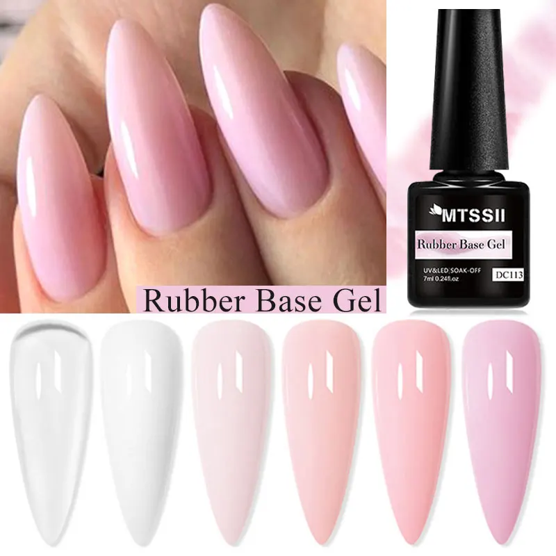 

Mtssii 7ml Pink Nude Natural Rubber Base Gel Nail Polish Semi Permanent Chrome Sequins Soak Off Construction UV Gel Varnish