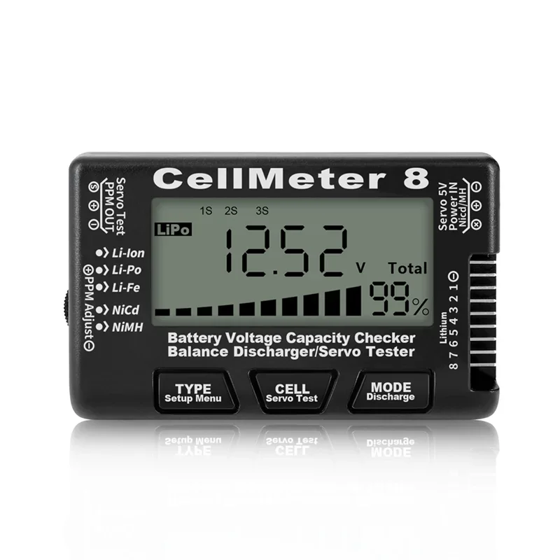 RC Cellmeter 8 Digital Battery Capacity Checker Voltage Tester for Li-Ion NiMH NiCd Cell Meter
