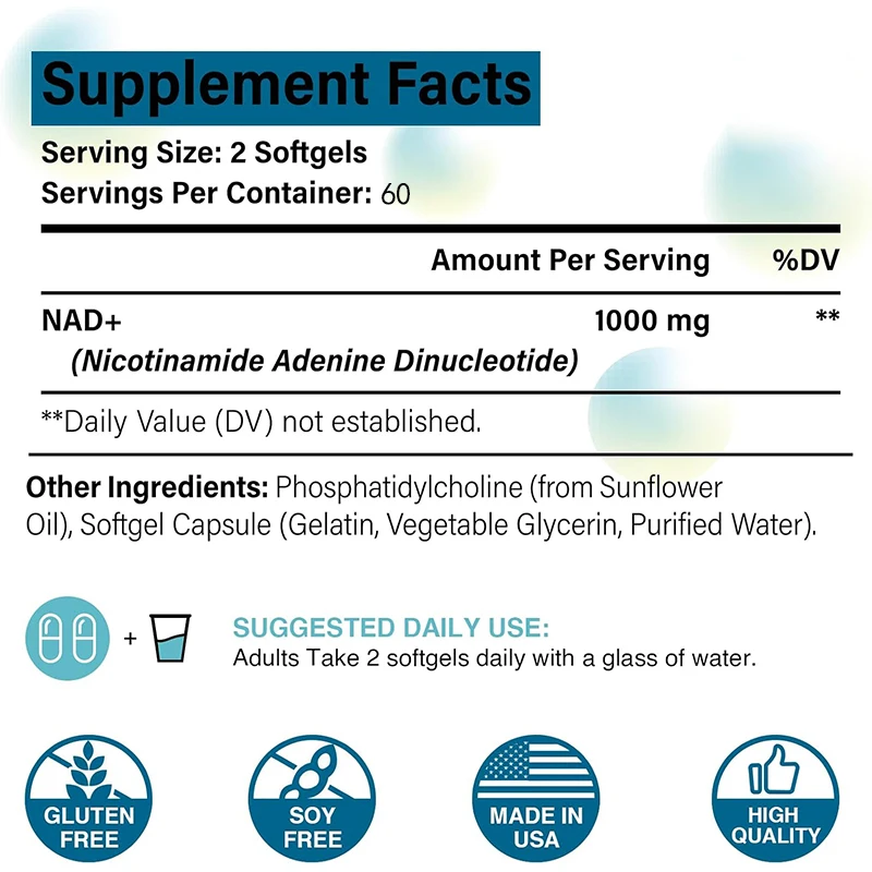 Liposomal NAD+supplement 1000mg | Maximum absorption | Pure NAD supplement | Energy