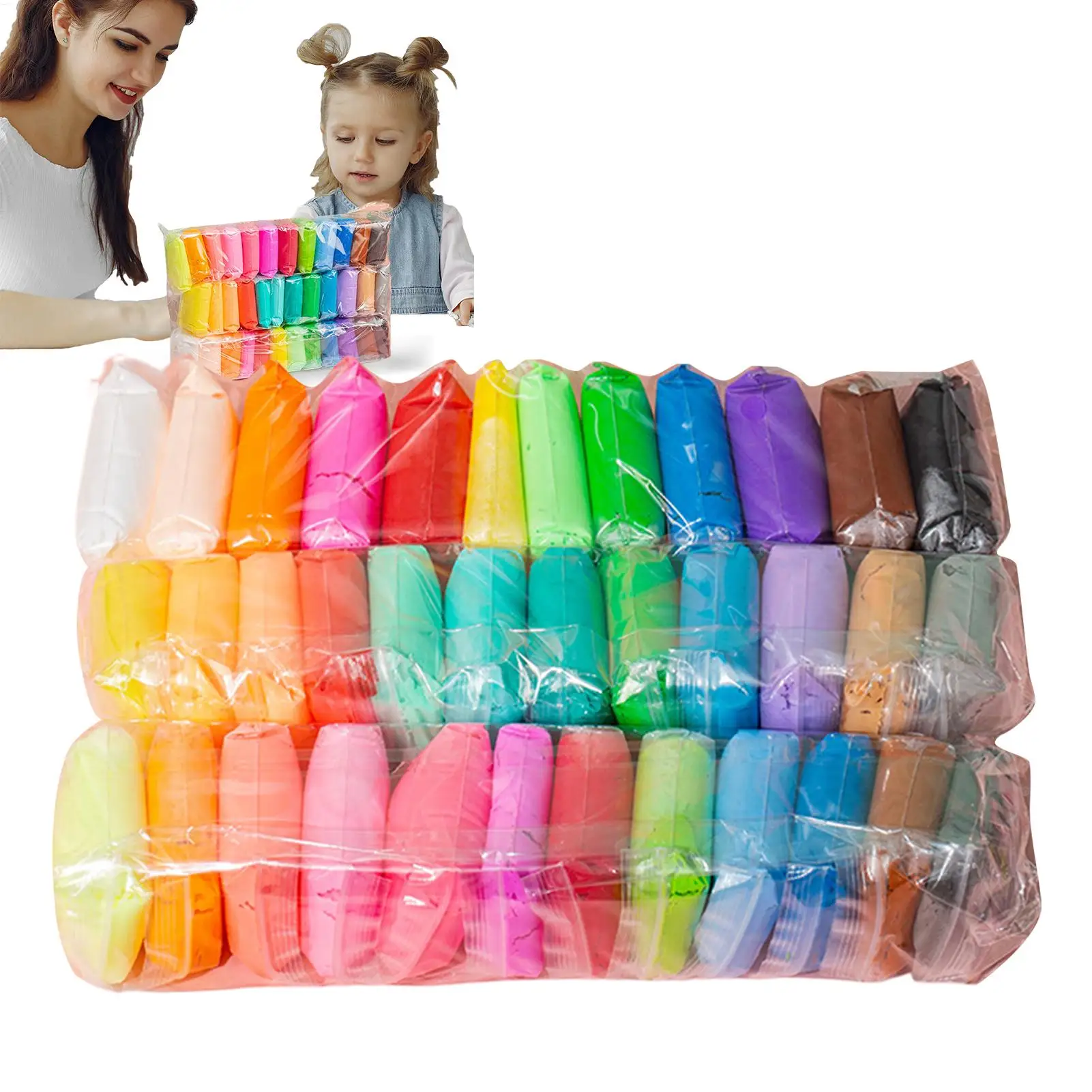 Zestaw gliny modelarskiej suszony na powietrzu, 12/24/36 sztuk, kolorowa glina do majsterkowania, ultralekka plastyczna glina dla przyjaciół, dzieci, na prezenty.