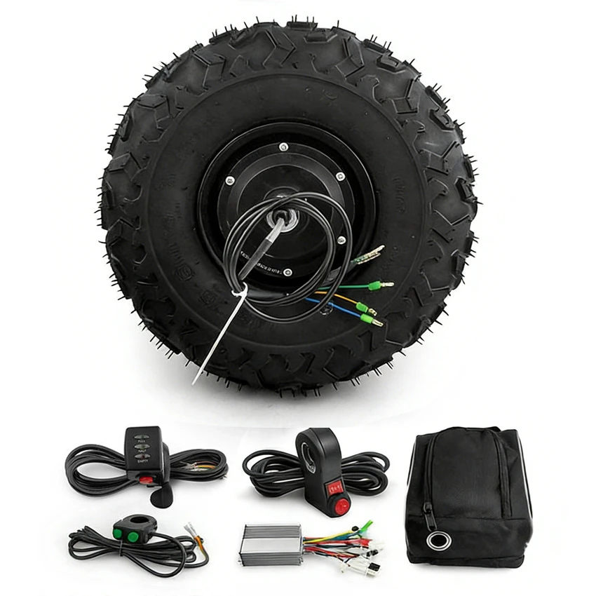 

14.5-inch 350W Brushless Gear Wheel Hub Motor With Off-road Tires For Electric Handcart Unicycle 24V/36V/48V