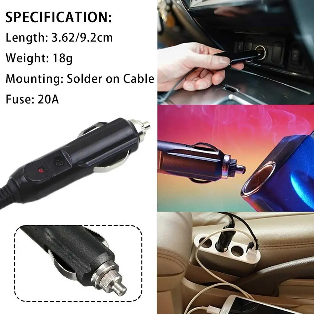 12V/24V Auto 20A Car Cigarette Lighter LED Socket Plug Connector Adapter For Car/Van Vehicle Motor Car Accessories L9Z8