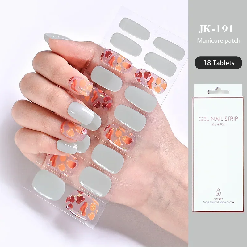 18 Plus 6 Tips Online Celebrity Semi-baked Semi-cured Gel Nail Stickers Waterproof Durable 3d Nail Patches Nail Art UV Lamp Need