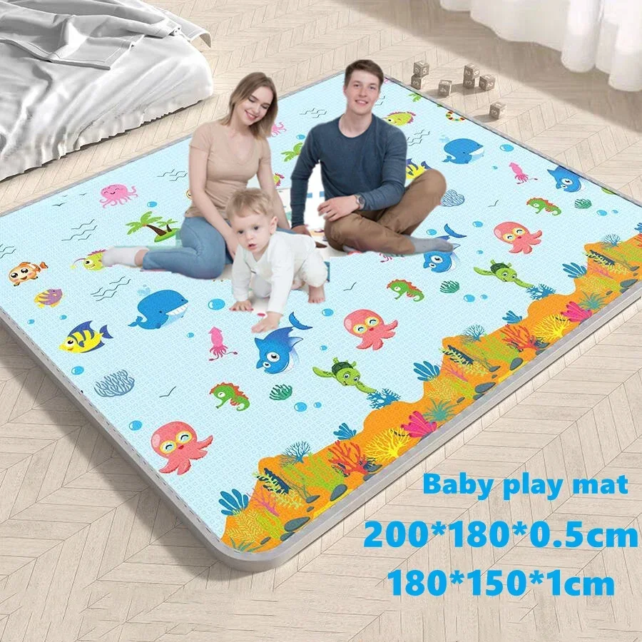 Alfombrilla de juego plegable de 1 cm de grosor, nueva, de EPE, para bebés, alfombra de actividades, tapete de juego para bebés, tapete de seguridad para niños, no tóxico, 200x180 cm