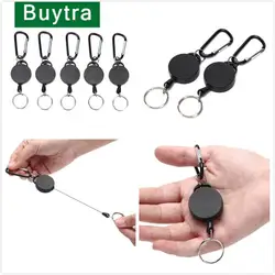 Resilience Steel Wire Rope Elastic Keychain Recoil Sporty Retractable Alarm Key Ring Anti Lost Ski Pass ID Card phone strap