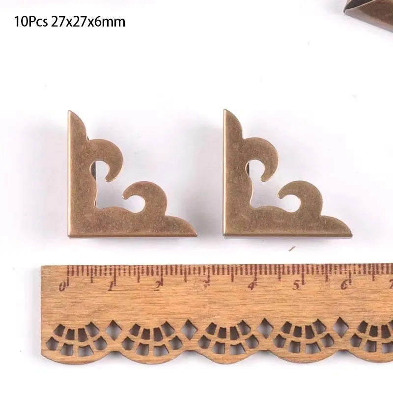 10Pcs 27x27x6mm Bronze Metal Trilateral Corner Book Corners For Box Albums Menus Corner Protector Diy Folders Edge Cover C1731