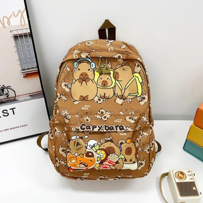 Kapibara Capybara Cartoon Kid Backpack Large Capacity Fashion Teens Boy Girl Shoulder Bag Children Schoolbag Backpack