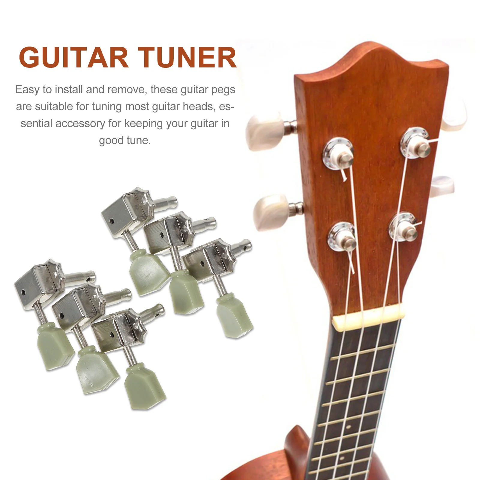

6pcs Pegs Guitar Peg Tool Metal Electric Tuners Retro Jade Silver Universal Tools Accessories Beginner Friendly