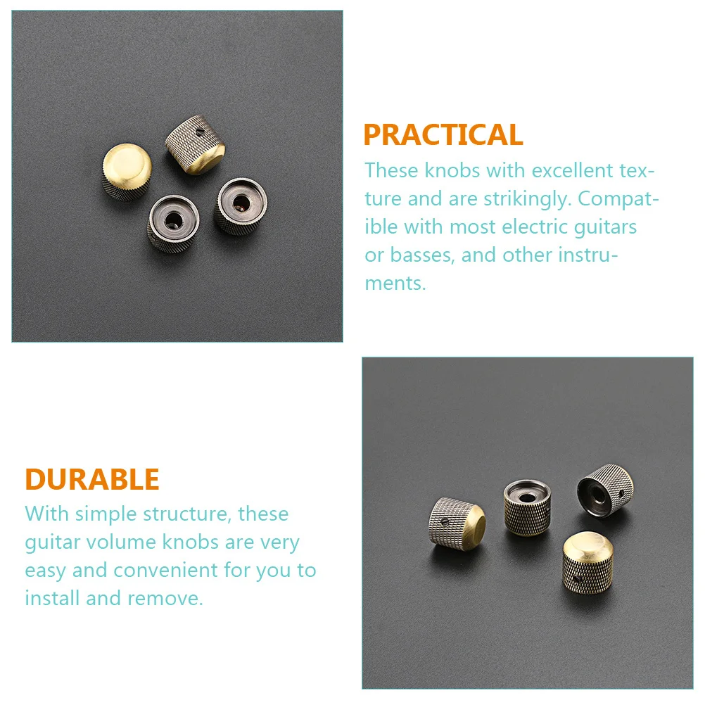 

4Pcs Electric Guitar Volume Knobs Metal Replacement Dome Control Knobs for Bass Guitar Amplifier Effectors Bass Volume Caps