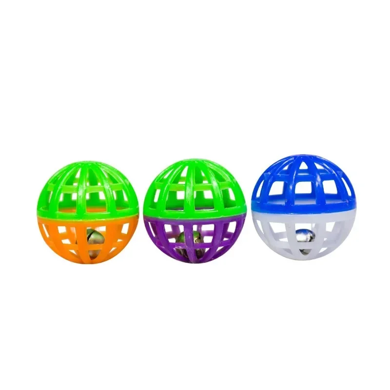 1pcs Plastic Pet Cat Play Balls with Bell Pounce Chases Rattle Toy Colourful Kitten Puppy Lattice Balls Pet Cat Dog Supplies