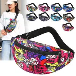 Flower Pattern Waist Bag Portable Large Capacity Printing Fanny Pack Nylon Waterproof Chest Bag