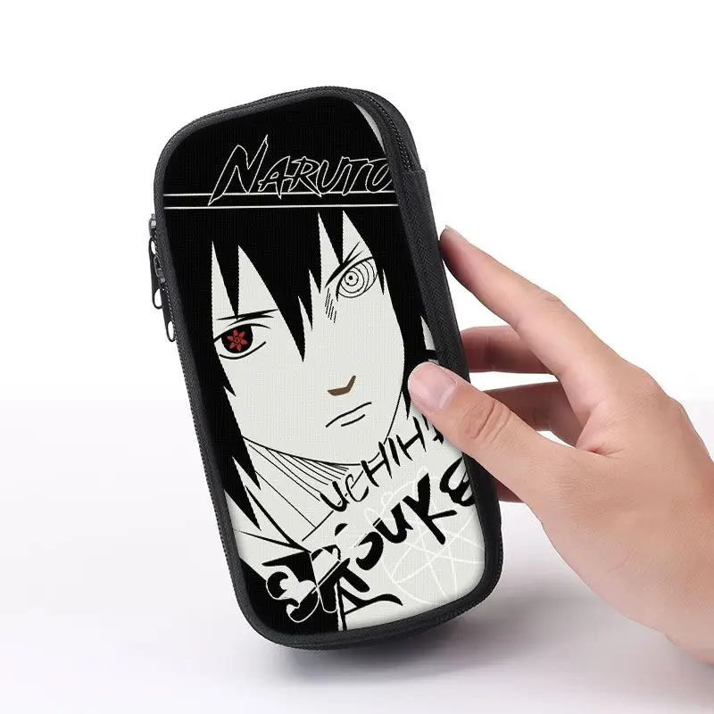 New Cartoon Anime Sasuke Pencil Case Naruto Student Stationery Pen Ruler Canvas Storage Bag High Capacity Children Birthday Gift