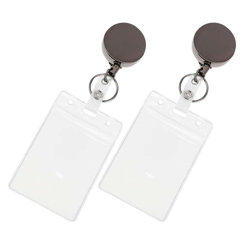 

2 Pcs Metal Can Buckle PVC Card Holder Waterproof Sleeves Plastic ID Badge Sleeve Name Badge Sleeves Work Cards Cover