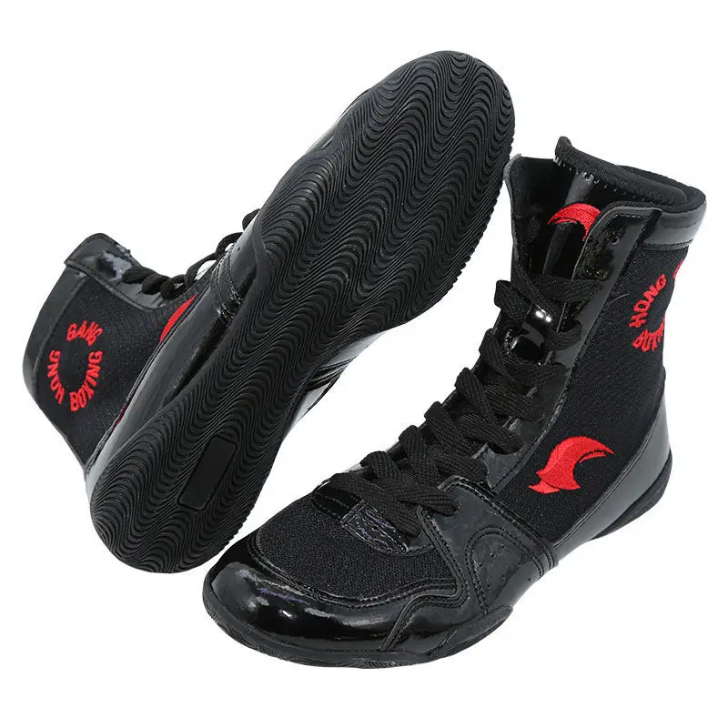 High-top Wear-resistant Boxing Shoes Men's and Women's Fighting Wrestling Shoes Competition Training Professional Sports Shoes