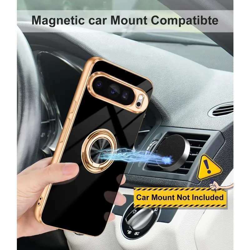 غطاء هاتف أنيق ناعم من مادة البولي يوريثان الحراري مطلي بالذهب لهاتف جوجل بيكسل 10 9 8 Pro XL حافظة حماية مغناطيسية للسيارة بلون واحد