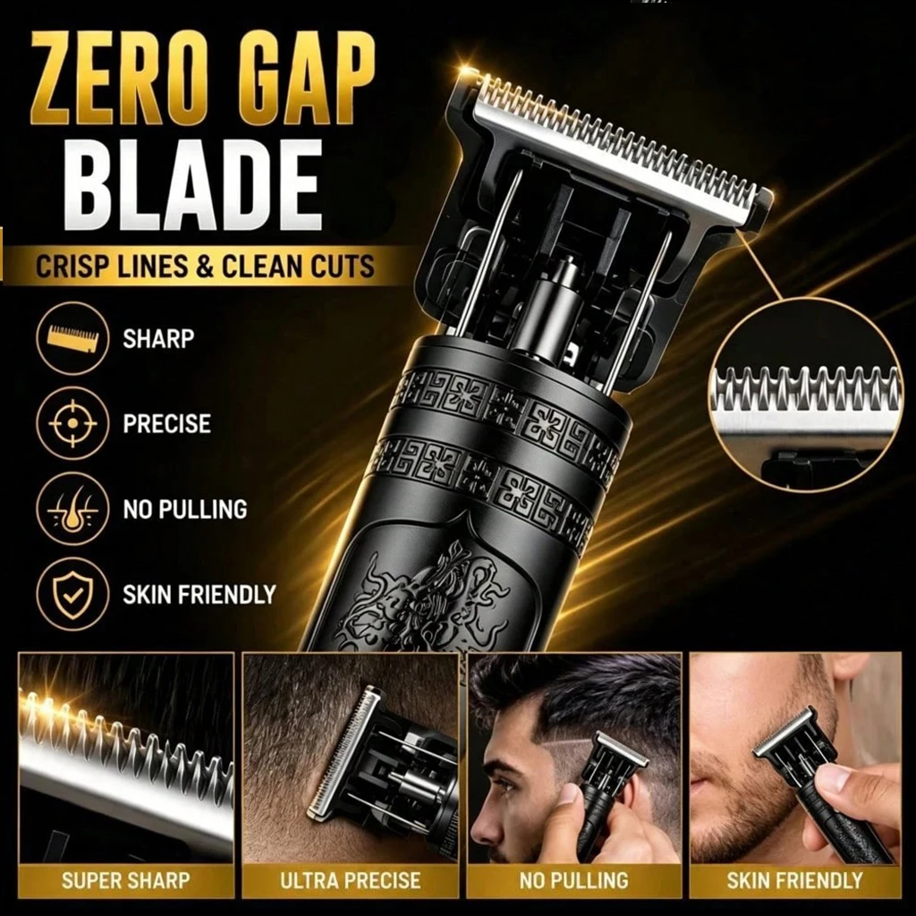 Vintage Dragon T9 Cordless Hair Clipper for Men Lightweight Plastic USB Rechargeable Beard Trimmer with 4 Guide Combs Hair Carving Machine for Fade & Styling