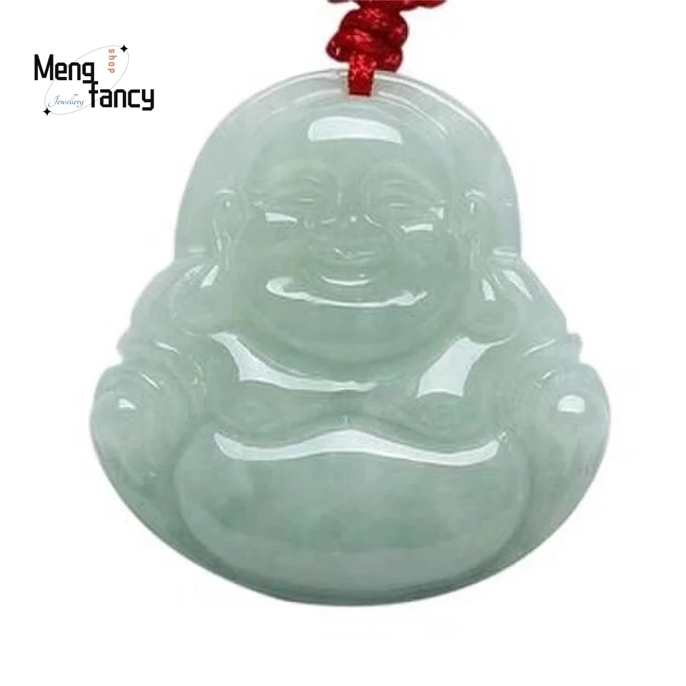 

Natural Jadeite Ice Jade Maitreya Buddha Pendant Exquisite Elegant Simple High-grade Popular Luxury Fashion Jewelry Holiday Gift