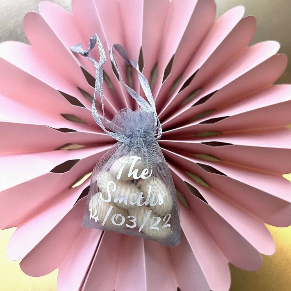 

25pcs Personalised Organza Bags -Wedding Favours Party Jewellery Pouches- Mini Drawstring bags- Bridal Bride Storage Customized