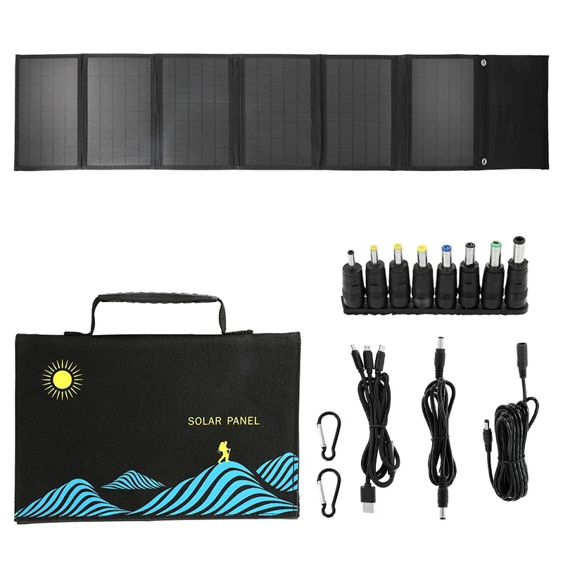 100W Solar Panel Folding Bag USB+DC Output Solar Charger Foldable Portable Charging Device Outdoor Portable Power Supply