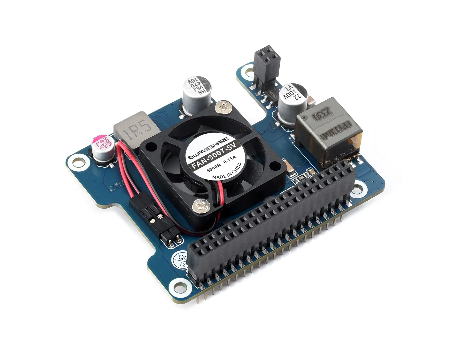 Power Over Ethernet HAT (F) For Raspberry Pi 5, High Power, Onboard Cooling Fan, With Metal Heatsink, Supports 802.3af/at networ