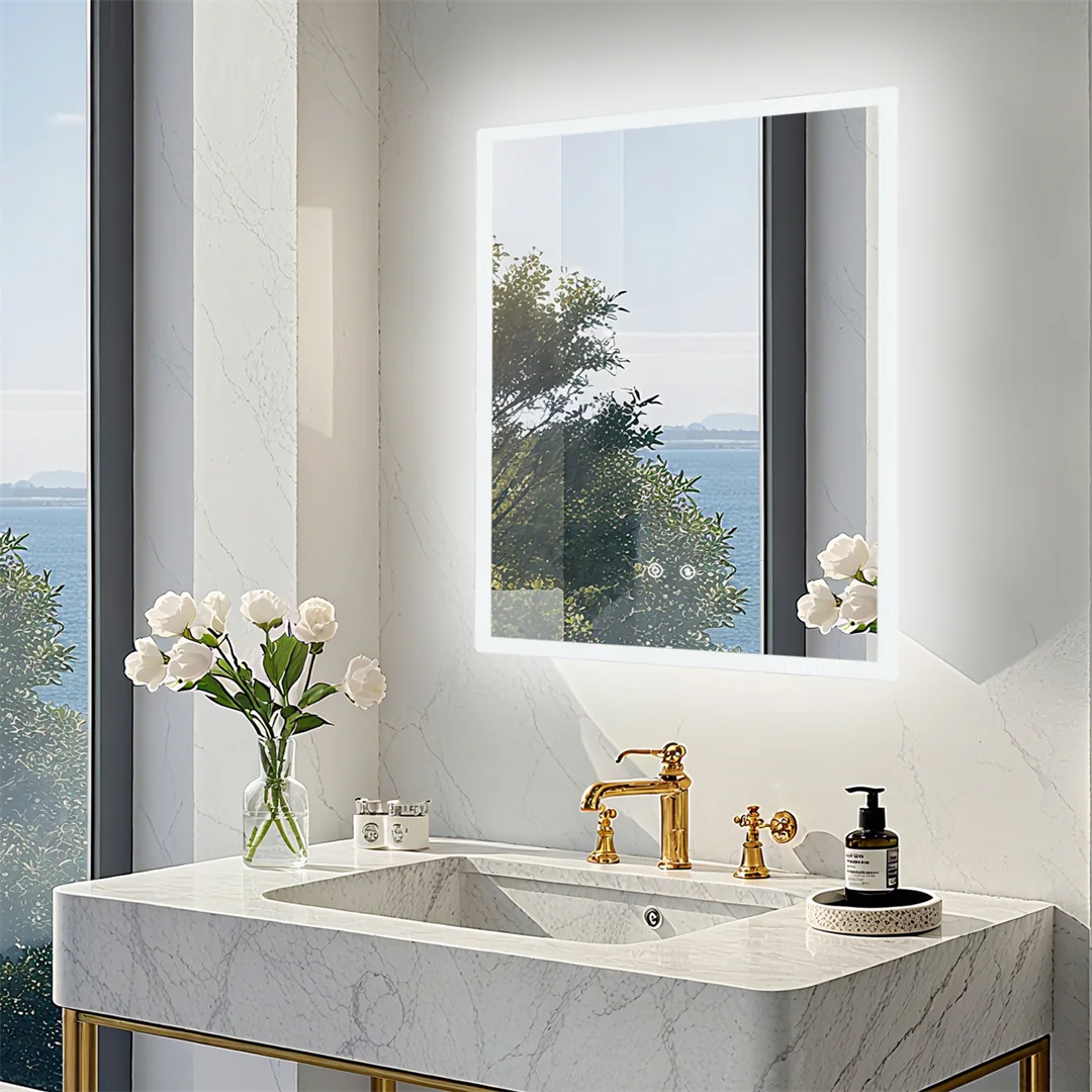 LUVODI Rectangular LED Bathroom Mirror Backlit Anti Fog Touch Sensor 3 Color Temperatures Wall Mounted Vanity Mirror