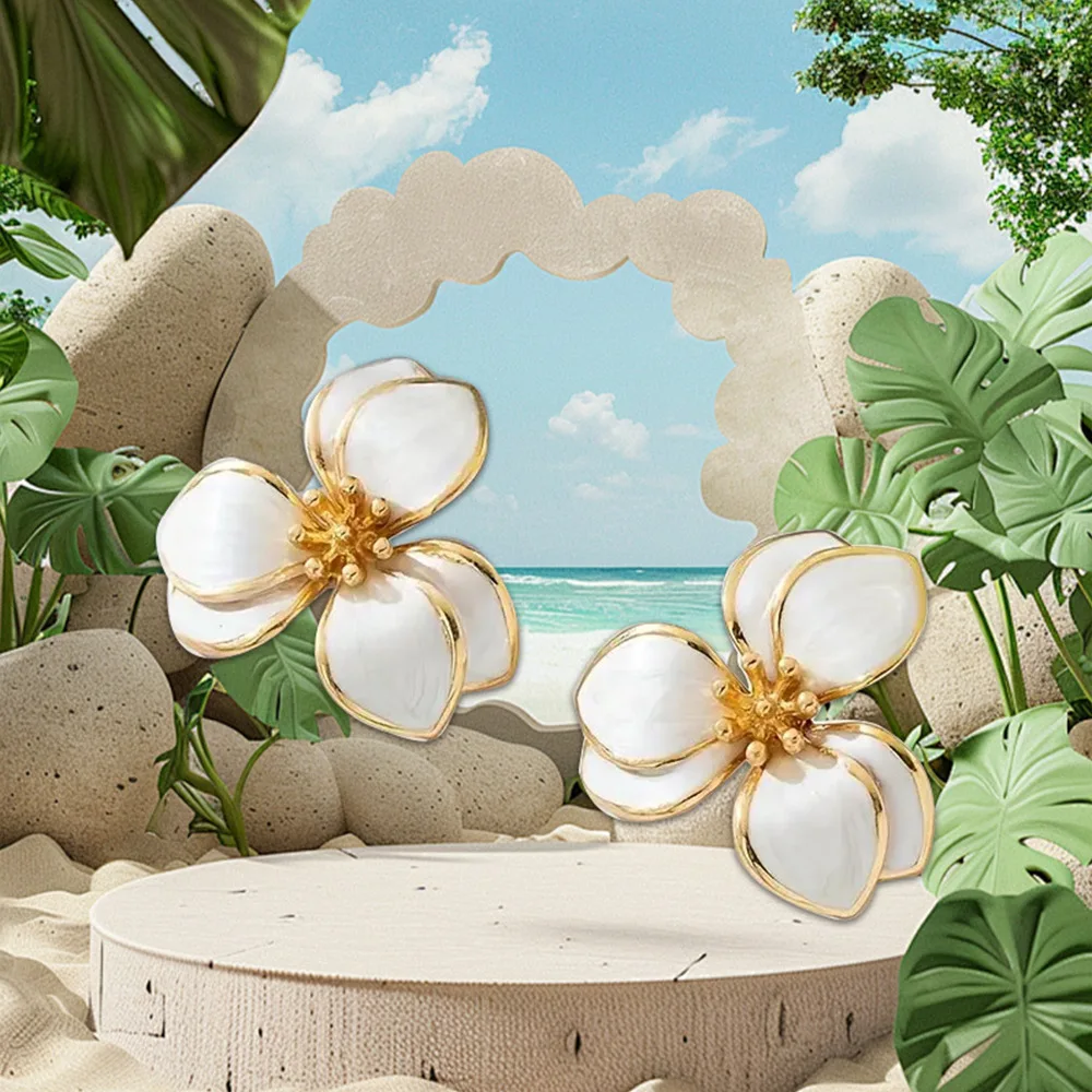 جديد رائع تصميم اللون الأخضر طبقة مزدوجة بتلات وأقراط للنساء أنيق التخصيص حلية مجوهرات الحفلات هدية #6