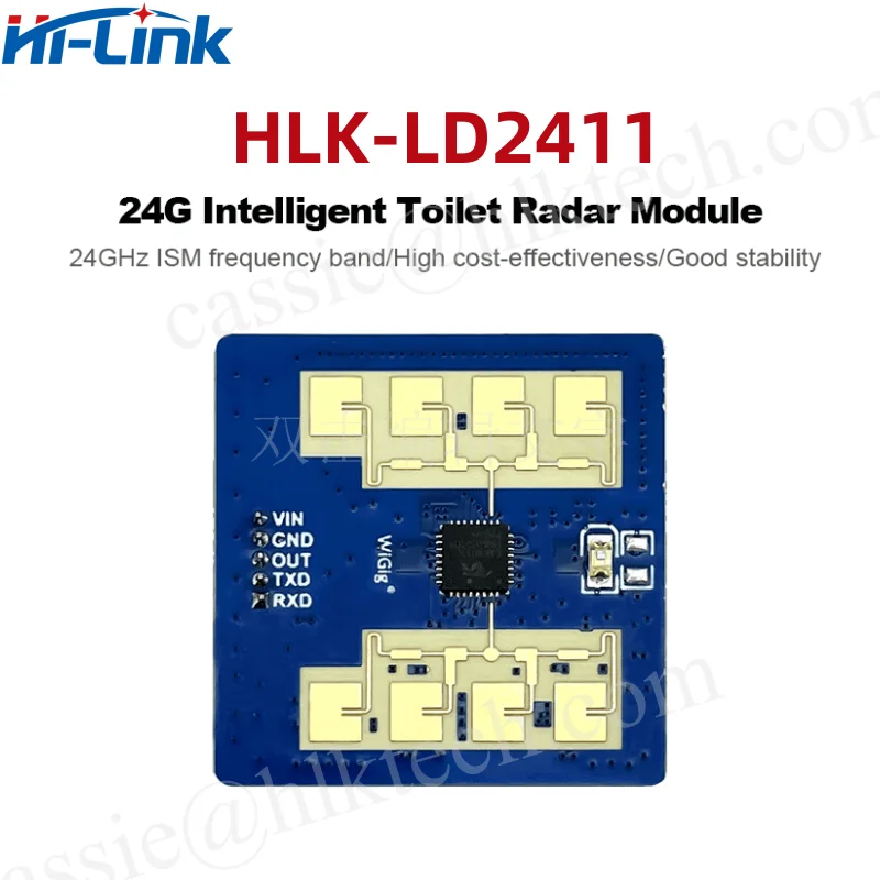 Sensor inteligente do reconhecimento do gesto do toalete, interruptor automático da presença humana, módulo do radar do Mmwave, HLK-LD2411, 24G, HLK-LD2411