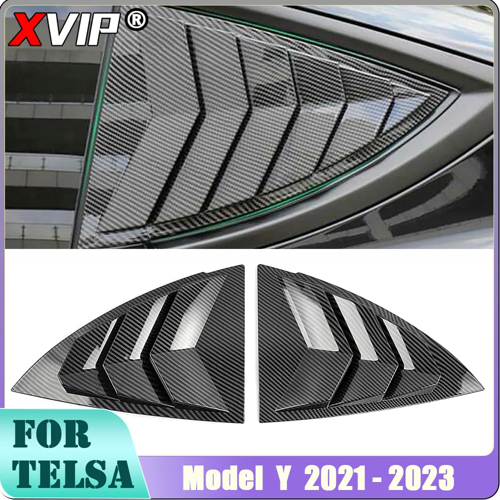 

XVIP Rear Side Triangle Window Louver Cover For Tesla Model Y 2021-2023 Sport Style Side Vent Trim ABS Glossy Carbon Matte Black