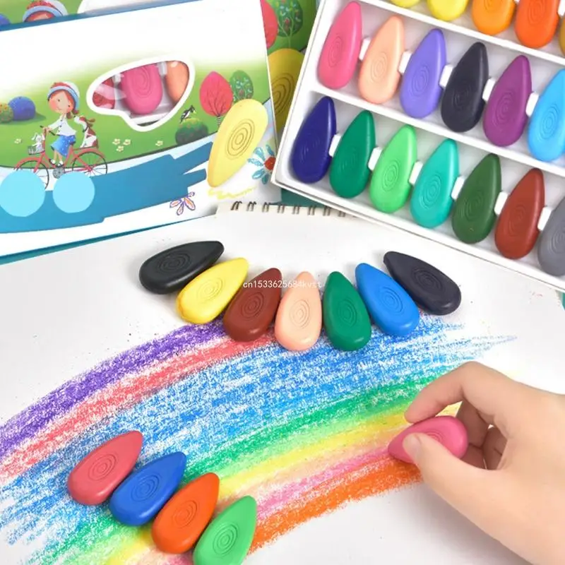 Crayón en forma gota agua 24 colores, bolígrafos para dibujar para niños pequeños, suministros Navidad, y