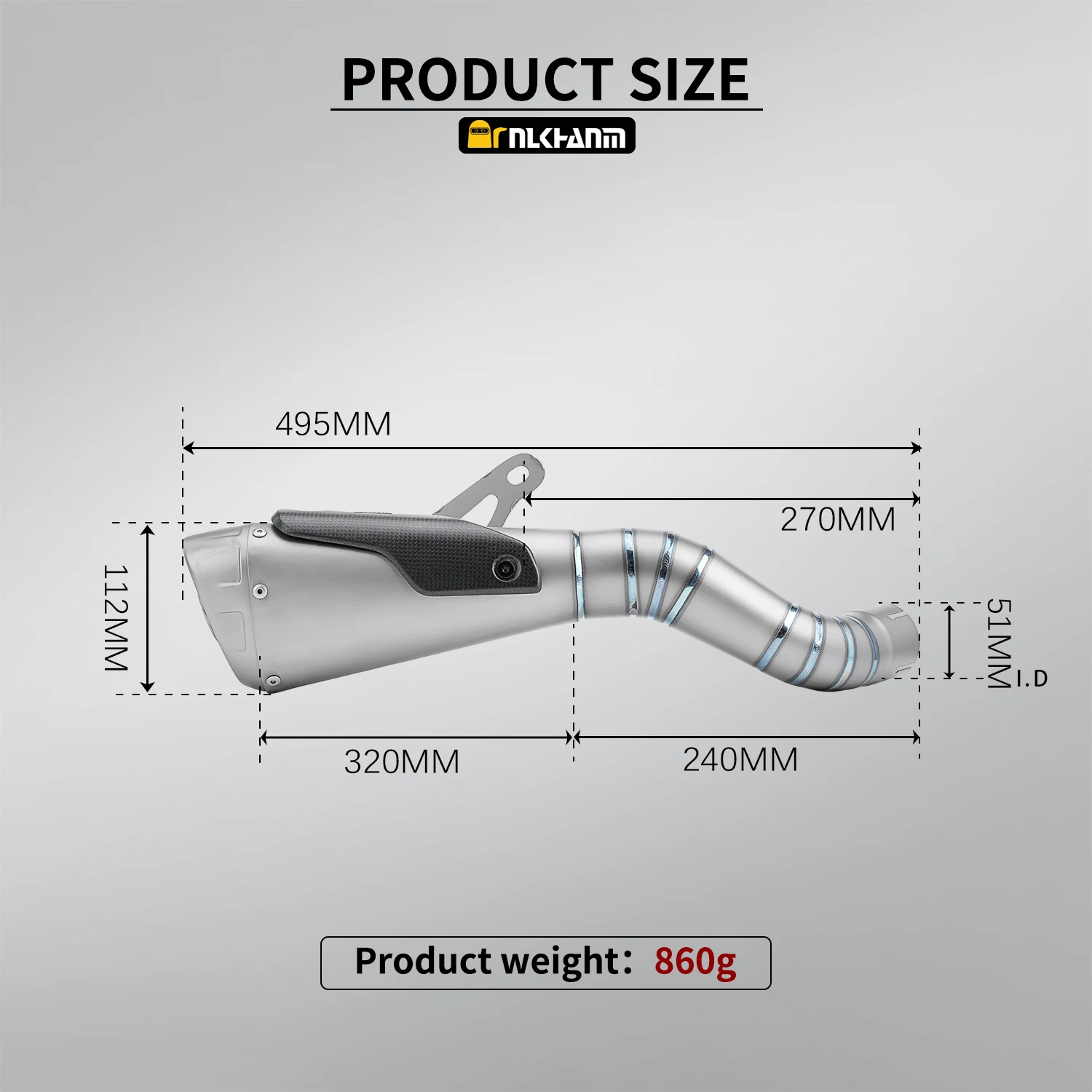 تعديل نظام عادم الدراجة النارية AK Ti. كاتم صوت الهروب مع أنبوب وصلة متوسط من سبائك التيتانيوم لـ KAWASAKI Z900 z900 2017-2025