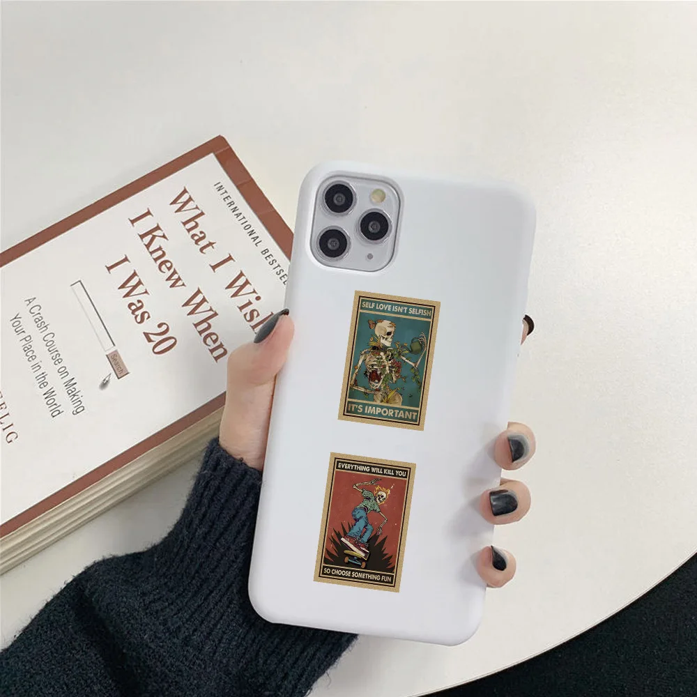 Autocollant de carte crâne d'horreur gothique, 50 pièces, Graffiti Cool personnalisé, autocollant étanche, tasse d'eau, coque de téléphone, bureau d'ordinateur portable, DIY bricolage